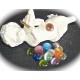 10 cabochons oeil de chat multicolore rond fond plat 10mm