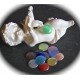 10 cabochons oeil de chat multicolore rond fond plat 12mm