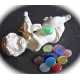 10 cabochons oeil de chat multicolore rond fond plat 12mm