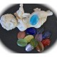 4 cabochons oeil de chat multicolore ovale fond plat 13x18mm