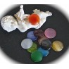 10 cabochons oeil de chat multicolore rond fond plat 20mm