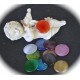 10 cabochons oeil de chat multicolore rond fond plat 20mm