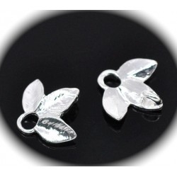 10 pendentifs connecteurs trèfle argent silver 14x13mm