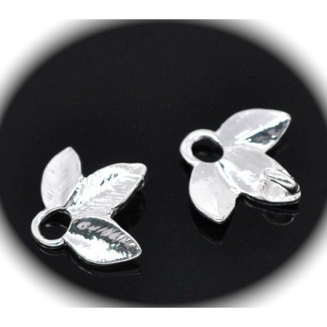 10 pendentifs connecteurs trèfle argent silver 14x13mm