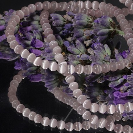 x20 perles oeil de chat lilas  ronde 3mm