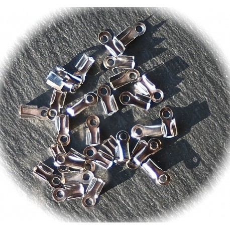 20 attaches embouts pour cordon ou lacet couleur platine 8x4mm