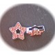 2 perles  passante coulissante ruban étoile sertis cristal rose 16mm