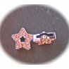 2 perles  passante coulissante ruban étoile sertis cristal rose 16mm