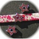 2 perles  passante coulissante ruban étoile sertis cristal rose 16mm