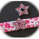 2 perles  passante coulissante ruban étoile sertis cristal rose 16mm