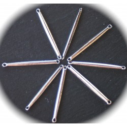 10 connecteurs bâtons métal couleur argent vieilli ovale 40x30mm