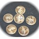 lot de 6 cabochons rond femme esprit Empire 20mm mordoré