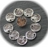 10 breloques  pampilles martelées métal argentées vieillies réversible 14mm