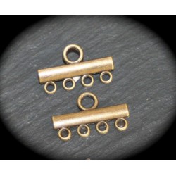 10 connecteurs multi rangs 4 fils métal couleur bronze 24mm