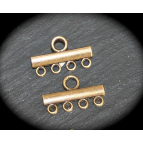 10 connecteurs multi rangs 4 fils métal couleur bronze 24mm