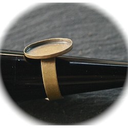 2 supports de bagues fin  rebord  bronze ovale  13x18mm
