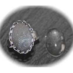 2 supports de bagues dentelles argenté  ovale  13x18mm