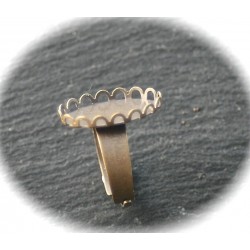 2 supports de bagues dentelles bronze ovale  13x18mm