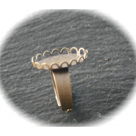 2 supports de bagues dentelles bronze ovale  13x18mm