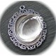 x1 support cabochon métal argenté+cabochon verre  30x40mm