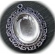 x1 support cabochon métal argenté+cabochon verre  30x40mm
