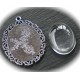 x1 support cabochon métal argenté+cabochon verre  30x40mm