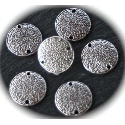 6 connecteurs esprit ethnique ciselés métal argenté 19mm