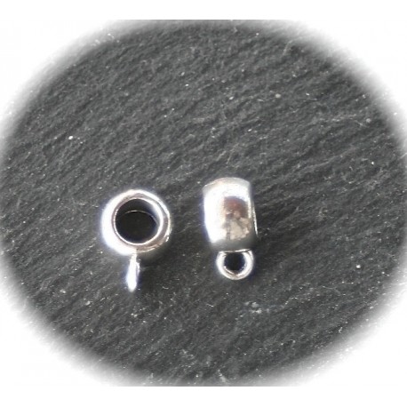 10 bélières métal argenté pour cordon ou chaine diamètre 8mm