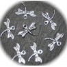 10 breloques métal argenté libellule couleur argent 15x18mm
