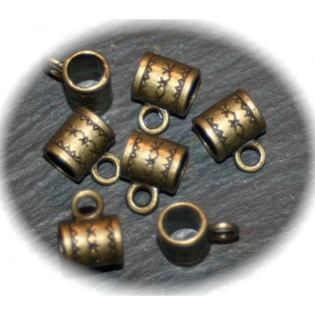 10 bélières métal couleur bronze esprit ethnique 10x8mm