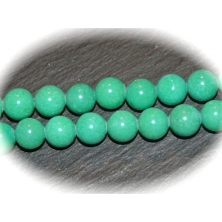 10 perles pierre jade vert émeraude 8mm rondes