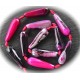1 agate enrubannée facettée forme goutte fuchsia/blanc /prune  30x10mm