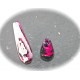 1 agate enrubannée facettée forme goutte fuchsia/blanc /prune  30x10mm