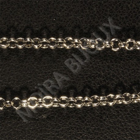 1 mètre    chaine ref 066 P maillon rond argenté couleur platinuim 1,5x1,5mm
