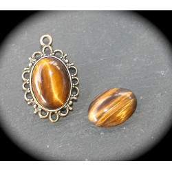 1 cabochon de pierre semi-précieuse d'oeil de tigre 13x18mm