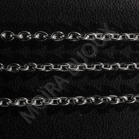 1 Mètre de chaîne maillon soudé  couleur platine ovale  3x2mm PLF041