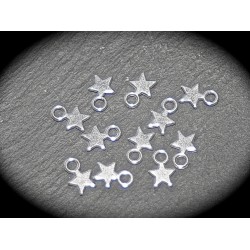 10 breloques mini étoiles métal argenté dimension 10x8mm