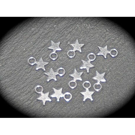 10 breloques mini étoiles métal argenté dimension 10x8mm