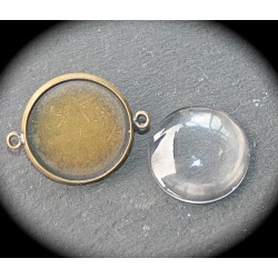 4 supports connecteurs cabochons bronze 18mm