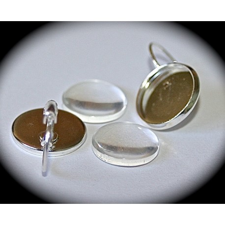 6 supports boucle d'oreille dormeuse métal argenté  18mm