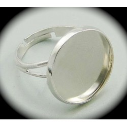 2 supports bague cabochon rond métal argenté silver 18mm
