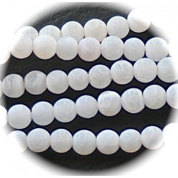 lot de10 perles aspect givrée craquelées agate blanc neige 6mm