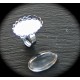 2 bagues métal argenté platine dentelle 18X24MM