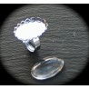 2 bagues métal argenté platine dentelle 18X24MM