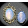 1 cabochon d'opaline ou verre translucide neigeux  18x25mm