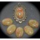 1 cabochon de pierre semi précieuse d'unakite  verte et brique 18x25mm