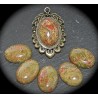 1 cabochon de pierre semi précieuse d'unakite  verte et brique 18x25mm