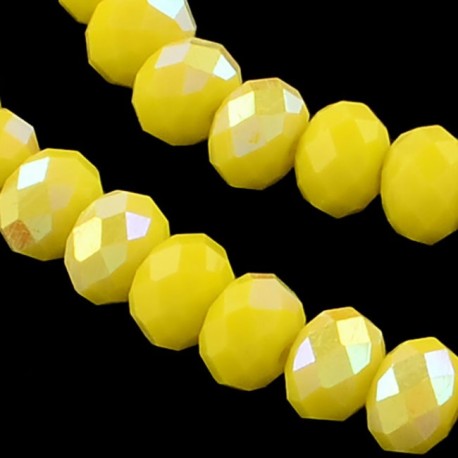 10MM- 20  perles rondelles verre facettée abaccus jaune poussin