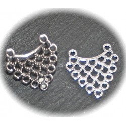 8 connecteurs métal argenté ciselés art nouveau 25x23mm