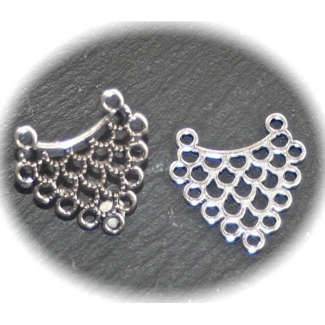 8 connecteurs métal argenté ciselés art nouveau 25x23mm